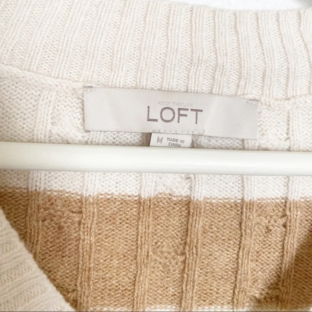 Ann Taylor Loft Rabit wool blend ribbed cable knit V neck sweater